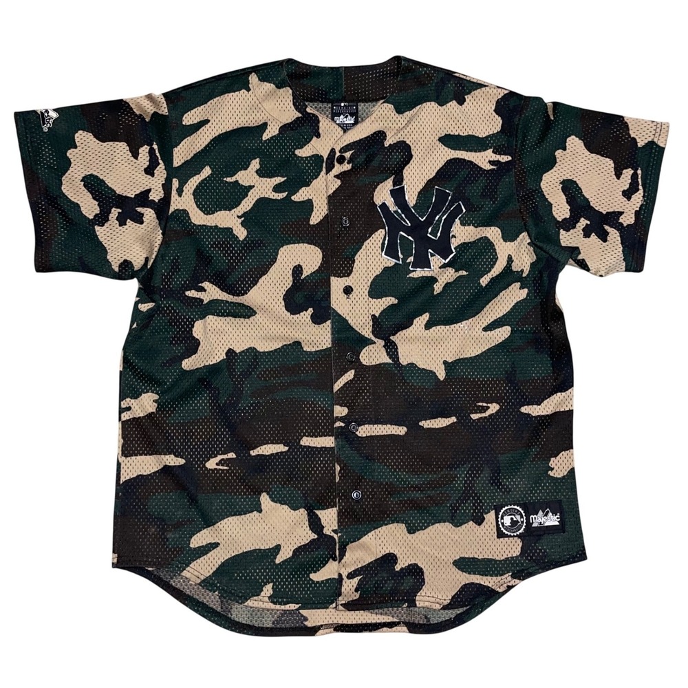 Majestic New York Yankees Camo Mesh Baseball Jersey Mens XL Made in USA